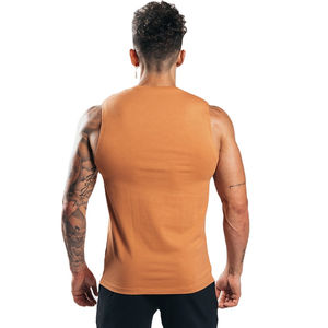 Camiseta sin mangas premium para hombre con cuello en V, talla grande, ligera, lavada, para gimnasio, con tela que absorbe la humedad, color bronceado. - Product Image 5