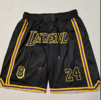 Shorts de basket-ball Los Angeles de haute qualité 2024, cousus, solides, brodés, vêtements de sport écologiques, unisexe, streetwear pour hommes