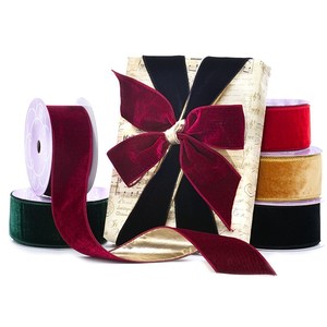 Luxury Heavy Velvet <b>Ribbon</b> Spool with Lam Back for Christmas Decorations - Product Image 1