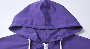 时尚男士轻质风衣夹克防水尼龙拉链印花袖实心秋季运动服非常适合运动 - Product Image 5