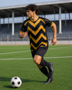 Maillot de football personnalisé Chevron noir et or, motif zig-zag, respirant, sublimation, uniforme d'équipe, vente en gros OEM - Product Image 4
