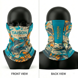 Women Fishing Neck Gaiter 180 GSM Polyester Spandex Breathable Microfiber Teal Orange Panel Design Sublimation Custom Logo - Product Image 1