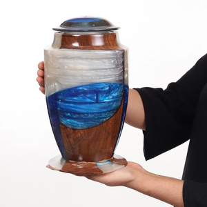 Urne funéraire en bois de rose fabriquée à la main Urne funéraire en résine époxy (220 pouces cubes) Urnes de crémation pour cendres humaines et animales - Product Image 4