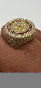 Venta caliente VVS Moissanite anillo de compromiso 925 plata esterlina chapado en oro amarillo estrella patrón joyería para bodas para hombres - Product Image 5