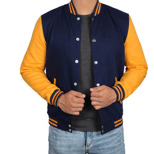 Chaqueta de bombardero con parches de logotipo personalizado, chaqueta universitaria de manga de cuero Bomber de hip hop informal vintage Letternan - Product Image 6