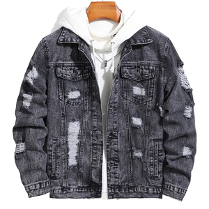 Good Quality Custom Casual Slim Long Sleeve <b>Jean</b> Jacket <b>Men's</b> Ripped <b>Biker</b> Classic Style Vintage Blue Denim Jacket for <b>man</b> oem - Product Image 1