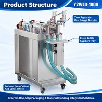 Machine de remplissage pneumatique à deux têtes sur pied Y2WLD-1000 pour eau, jus, huile 10-5000ml