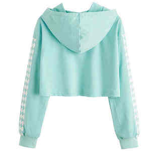 Sudadera con capucha recortada de invierno con logotipo personalizado 2025 para mujer, sudadera de punto de algodón de alta calidad con patrón sólido, Top corto de lana, sudadera OEM otoño - Product Image 2