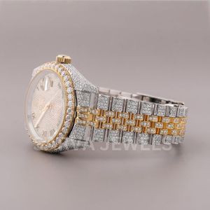 Customized <b>Men</b>/Women's Hip Hop VVS Moissanite Diamond Automatic <b>Wrist</b> <b>Watch</b> Enhanced VVS Clarity White Gold Leather Trending - Product Image 2