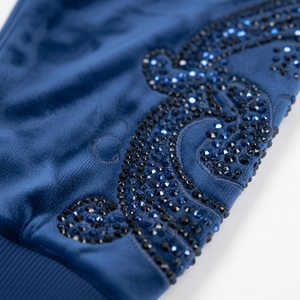 Conjunto de Dos Piezas de Chándal con Capucha de Terciopelo Estampado Personalizado para Mujer, Chaqueta Cortavientos con Cordón y Pedrería, Pantalones, Ropa Urbana de Peso Medio - Product Image 5