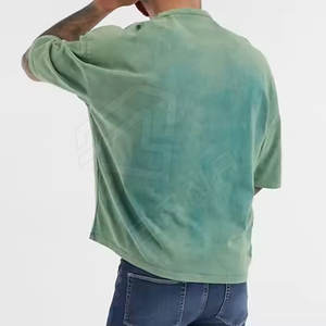 Logo personnalisé imprimé coton 180 GSM hommes T-Shirt d'été surdimensionné lourd en vrac lavé solide motif longue longueur - Product Image 3