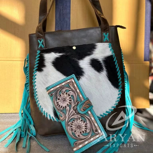 Mới Phong Cách Tóc Thật Trên Ẩn Lông Da Tote Túi Phụ Nữ Túi Phong Cách Và Màu Ngọc Lam Công Cụ Da Ly Hợp Bộ Combo Độc Đáo - Product Image 1