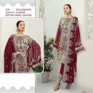 Georgette-traje de estilo musulmán pesado para mujer, traje de estilo indio y paquistaní con trabajo bordado, Salwar, Kameez, y Kurtis Lehe - Product Image 6