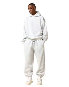 Ensemble de survêtement gris clair pour homme, sweat à capuche en molleton de coton et pantalon de jogging, tenue décontractée d'hiver pour homme, vêtements de tous les jours - Product Image 1