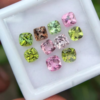Rubis de laboratoire de haute qualité, taille Asscher, pour la création de bijoux haut de gamme, avec jeu de couleurs multicolores (rose, vert, jaune)