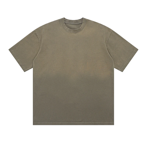 เสื้อยืดผ้าฝ้ายธรรมดาคอกลมทรงหลวมเปิดไหล่โอเวอร์ไซส์สไตล์วินเทจ - Product Image 5