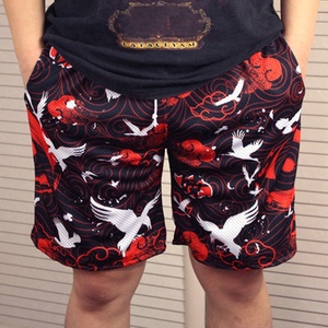 Short de sport avec logo personnalisé haut de gamme pour homme Short de basket-ball à coupe ample en tissu de maille sublimé avec drapeau américain à motif solide à bas prix - Product Image 1