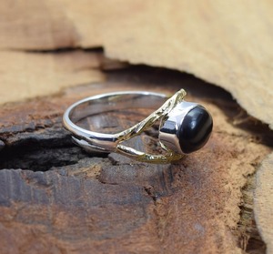Bague faite à la main en pierre précieuse Onyx noir 925 en argent Sterling timbre bijoux bijoux solide Boho Style bague en argent Sterling 925 naturel - Product Image 5