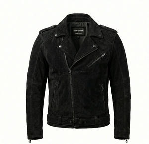 Chaqueta de Cuero de Oveja Genuina para Hombre, Color Marrón, Estilo Motero, Cuello Alto, Impermeable, Ecológica, con Logotipo Frontal, para Invierno - Product Image 4