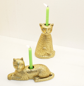 Bougeoir en forme de guépard doré Bougeoir décoratif en métal pour décoration de table et de salon à la maison - Product Image 1