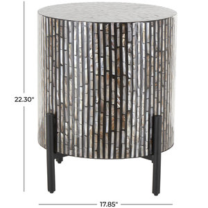 Mesa de Centro Moderna de Alta Calidad en Negro y Gris con Base de Metal y Superficie de Nácar para Uso en Hogar y Hotel - Product Image 6