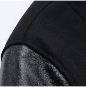 Veste d'université matelassée à logo personnalisé pour hommes, équipe collégiale ou scolaire, veste d'hiver Letterman en laine avec manches en cuir - Product Image 5