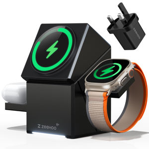 ZEEHOO-Station de charge sans fil CuBeTrick X 3-en-1-Noir-Prise UK - Product Image 1