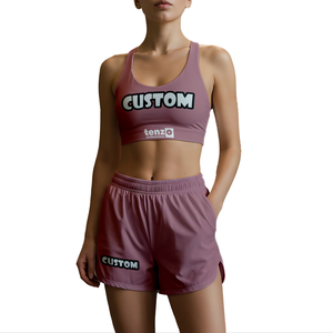 2025 Custom OEM ODM Solid Front Poliéster Spandex Mujeres Gym Set. Pantalones cortos sin mangas con estampado de transferencia de calor de secado rápido Activewear - Product Image 2
