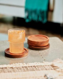 Acacia Wood <b>Drinks</b> <b>Coasters</b> for Protection of Surfaces, Dining Table, Stylish Housewarming, Home and Office Accessory - Product Image 4