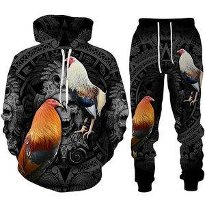 Harajuku estilo 3D Gallo Animal estampado invierno moda Casual pulóver chándal conjunto hombre/mujer Sudadera con capucha y pantalones para caza - Product Image 6