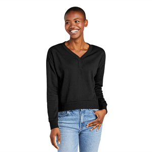 Sudadera Negra con Cuello en V para Mujer, Suave y Cómoda, Ideal para Usar en Capas en Otoño e Invierno - Product Image 2