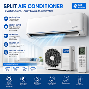 Climatiseur mural split 8001-10000 BTU à fréquence variable, refroidissement et chauffage, télécommande, classe énergétique A - Product Image 5