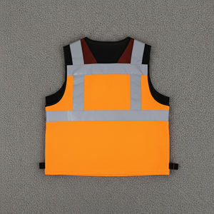 Chaleco de Seguridad Reflectante Naranja de Alta Visibilidad ANSI Clase 2, Impermeable, Transpirable, con Luces LED Intermitentes, Bolsillos Prácticos, Personalizado para Hombre - Product Image 3