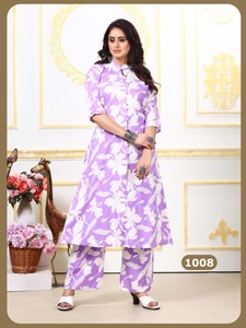 Presenting Indian Wear 14Kg Rayon Printed Knee-Length Regular Fit Casual <b>Kurti</b> with Printed Bottom by Maruti Fashion - Product Image 5