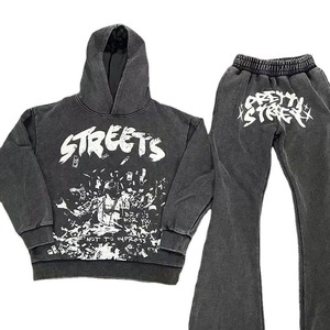 Conjunto Deportivo Personalizado al por Mayor 2025, Sudadera con Capucha y Pantalones de Algodón Premium, Conjuntos Deportivos Lavados al Ácido, Estampados - Product Image 3