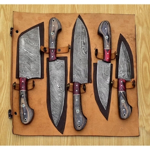 Couteau professionnel de l'usine de coutellerie OEM ODM personnalisé en gros ensemble de couteaux de chef de cuisine en acier Damas pour la vente ensemble de couteaux de chef - Product Image 4