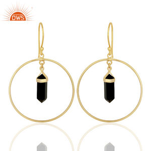 Meilleure vente en argent Sterling fin naturel noir Onyx pierres précieuses balancent boucle d'oreille bijoux personnalisés pour les femmes cadeau pour elle - Product Image 4