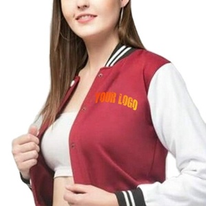 Vente en gros OEM/ODM personnalisé 100% laine tissu recadrée Varsity veste unisexe hiver basket Style vestes pour les femmes - Product Image 1
