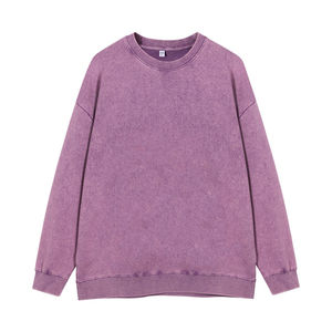 Venta al por mayor de alta calidad Logo Heavyweight Unisex French Terry de gran tamaño transpirable cuello redondo Plain Acid Wash sudadera para hombres - Product Image 5