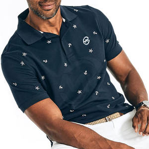 T-shirts polo élégants et décontractés pour hommes, vêtements de rue respirants avec motif uni imprimé personnalisé, anti-rides - Product Image 3