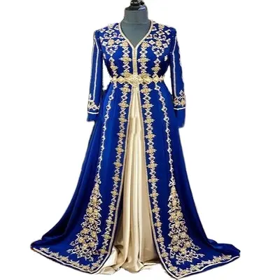 Wedding Dress Moroccan Kaftan Embroidery zardozi 2022 beautiful long trail gown for party wear wedding caftan 2022