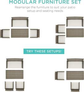 Ensemble de canapé en rotin extérieur moderne Sièges confortables pour jardin et balcon - Product Image 6