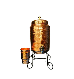 Copper <b>Water</b> <b>Dispenser</b> with metal stand <b>Water</b> <b>Cooler</b> Copper <b>Water</b> Pot Hammered 5 Liter 8 Liter 11 Liter Natural Shiny Polished - Product Image 4