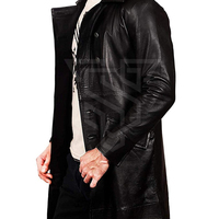 Vente en gros Fashion Men's Long Trench Manteau en cuir de couleur noire chez Affordab