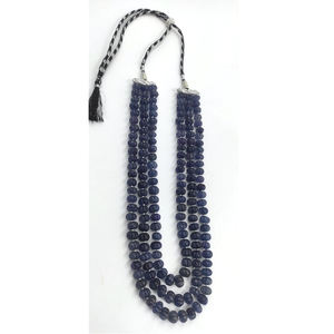 Iolite Color <b>Quartz</b> 10-12mm Pumpkin Gemstone Smooth Beads <b>Necklace</b> Length 22 Inch 4 Layers <b>Quartz</b> Melon Beaded Vintage <b>Necklace</b> - Product Image 1