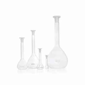 Fiole jaugée de 100ml avec bouchon en verre interchangeable en verre borosilicate résistant à la chaleur et à faible expansion - Product Image 5