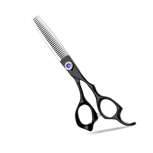 Poignée russe ciseaux amincissants poignée de couleur noire 5.5 "ciseaux à cheveux pour ciseaux amincissants de beauté avec repose-doigt fixe - Product Image 1