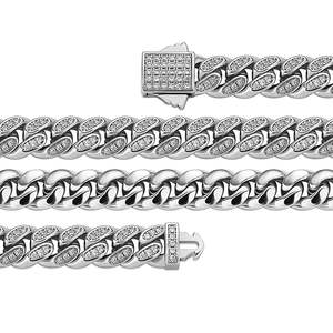 Tishya สร้อย925เพชรเงินสเตอร์ลิงตัดเป็นโซ่แบบคิวบาสร้อยคอครบรอบแต่งงานสไตล์ไมอามี่ที่ทันสมัยสำหรับเขา - Product Image 6