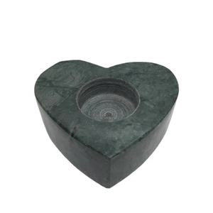 Lot de 2 bougeoirs et lanternes couleur verte en forme de cœur en marbre pour la décoration de la maison - Product Image 1