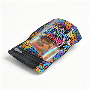 Custom Printing Black Holographic 3.5g Mylar Bags Exotic Clear Window Child Resistant Zipper 3.5g Smell Proof Bags - Product Image 4
